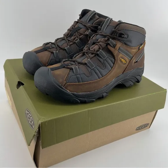 NEW Keen Men’s Targhee II Mid-Tac Hiking Boots Cascade Brown Black 12