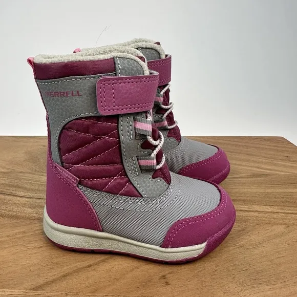 New Little Kids Merrell Snow Storm 2.0 Purple Insulated Waterproof Boots Sz 5