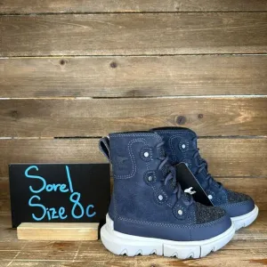 New Little Kids Sorel Explorer Navy Blue Leather Winter‎ Snow Boots Size 8 C