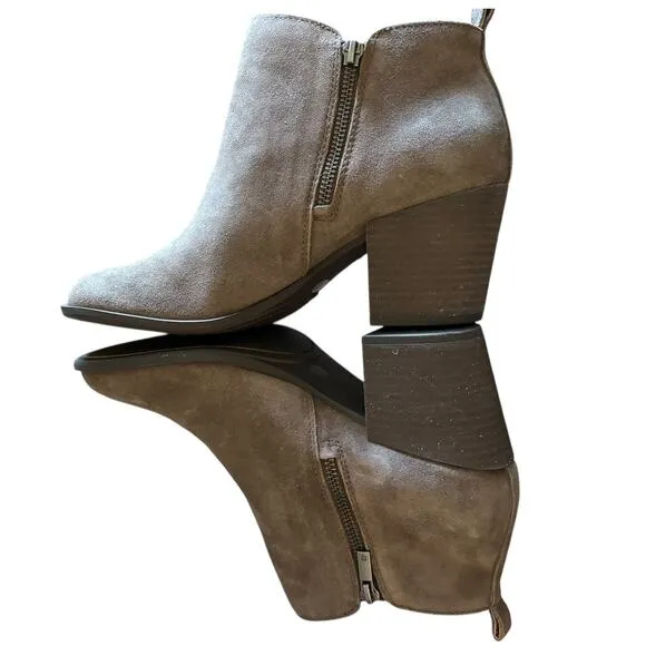 New Lucky Brand Basel Heeled Boots Women's Size 10 M Dune Brown Suede Leather