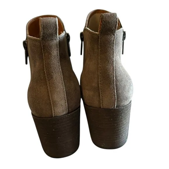 New Lucky Brand Basel Heeled Boots Women's Size 10 M Dune Brown Suede Leather
