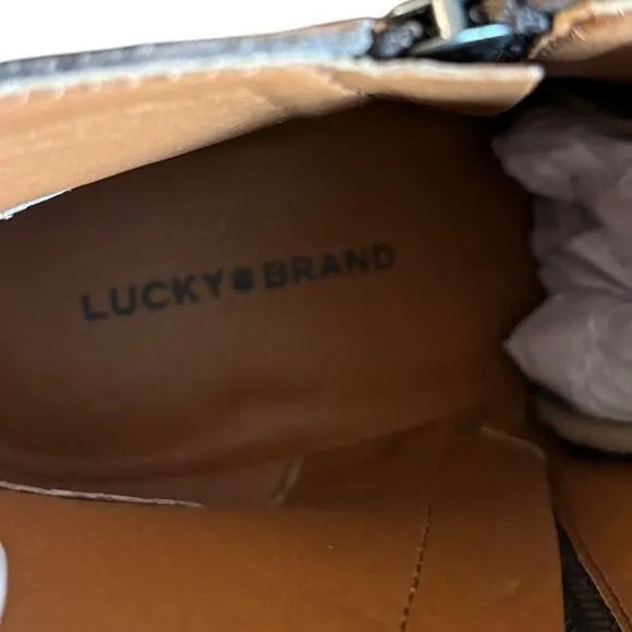 New Lucky Brand Basel Heeled Boots Women's Size 10 M Dune Brown Suede Leather
