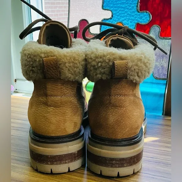 New M. Gemi Italian Made Alpi Shearling Suede Winter Hiking Ankle Boots