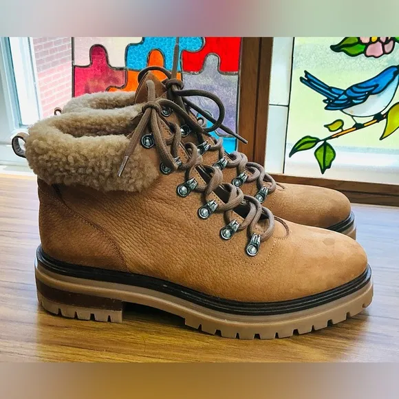 New M. Gemi Italian Made Alpi Shearling Suede Winter Hiking Ankle Boots
