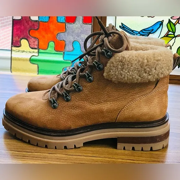 New M. Gemi Italian Made Alpi Shearling Suede Winter Hiking Ankle Boots