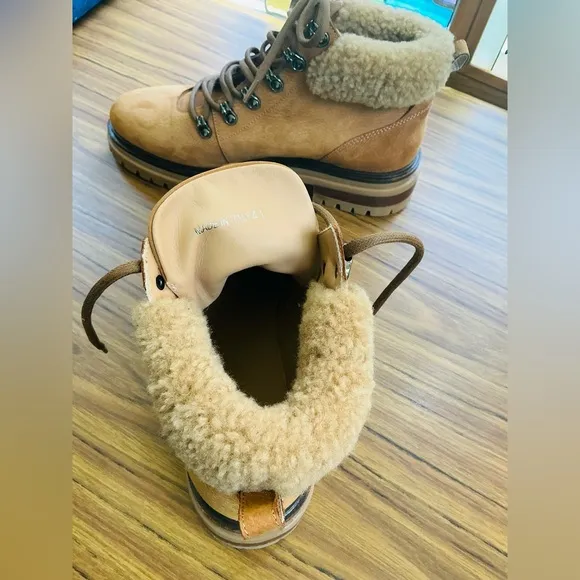New M. Gemi Italian Made Alpi Shearling Suede Winter Hiking Ankle Boots