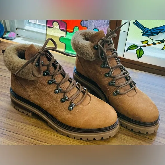New M. Gemi Italian Made Alpi Shearling Suede Winter Hiking Ankle Boots