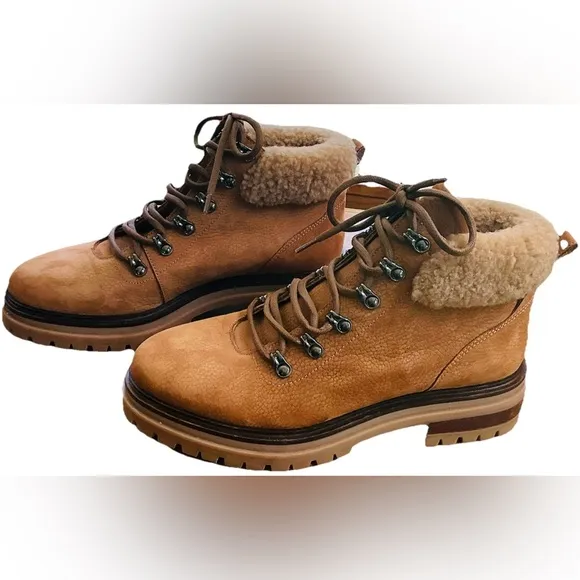 New M. Gemi Italian Made Alpi Shearling Suede Winter Hiking Ankle Boots