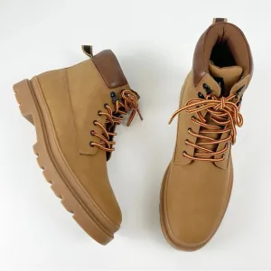 NEW Madden Steve Madden Gabber Boots Mens Size 12 Tan Lace Up Ortholite Leather