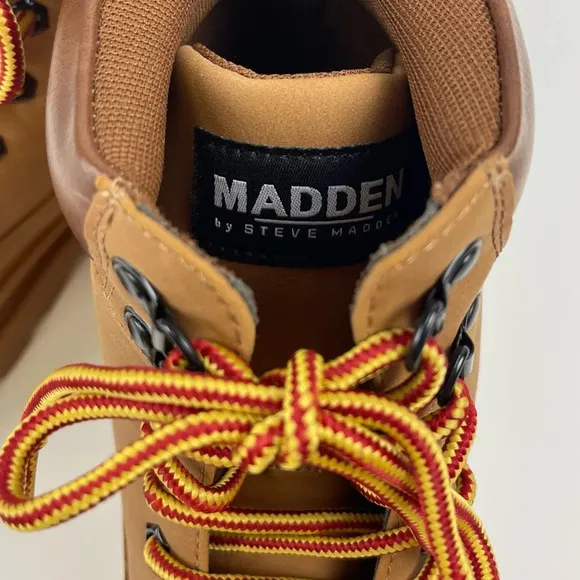 NEW Madden Steve Madden Gabber Boots Mens Size 12 Tan Lace Up Ortholite Leather
