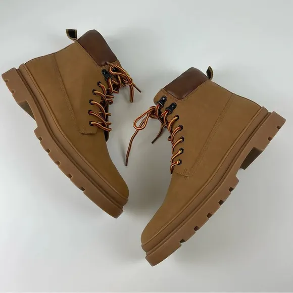 NEW Madden Steve Madden Gabber Boots Mens Size 12 Tan Lace Up Ortholite Leather