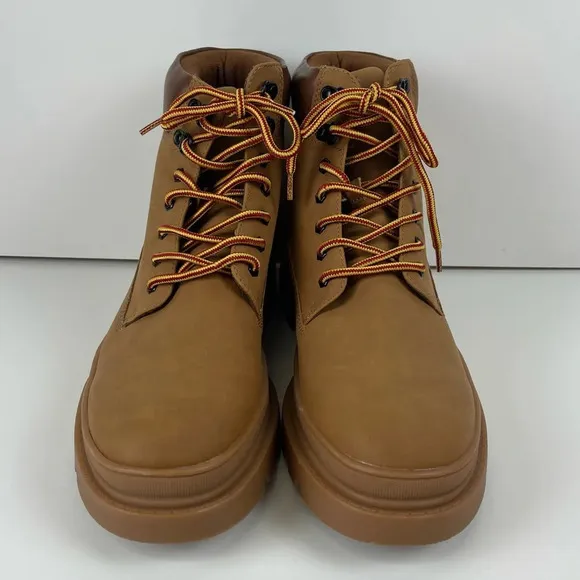 NEW Madden Steve Madden Gabber Boots Mens Size 12 Tan Lace Up Ortholite Leather