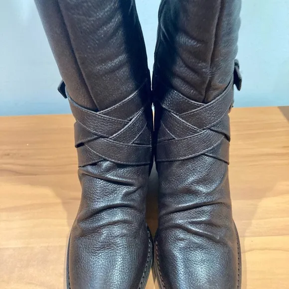 New Matisse Brown Pebble Leather Riding Boots