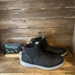 New Mens Bogs Spruce Chelsea Black Leather Ankle Boots Waterproof Size‎ 9 M