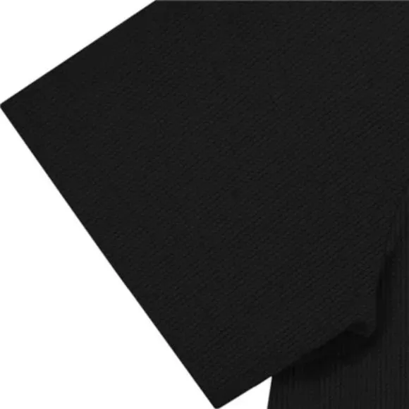 New Mens waffle knit polo shirts short sleeve black
