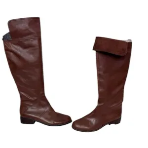 NEW Nine West Cognac Brown Noriko Leather Knee High Riding Boots Size 9.5M