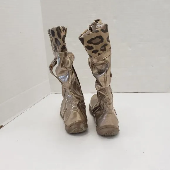 New Nordstrom ITALY Girls Metallic Gold Cheetah Leopard Animal Print 30