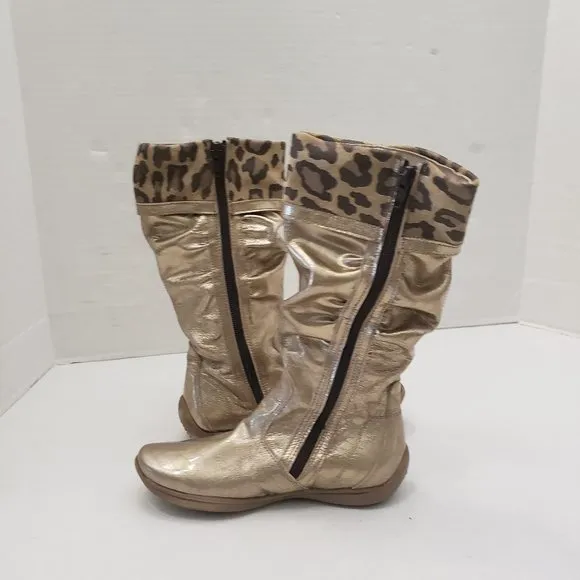 New Nordstrom ITALY Girls Metallic Gold Cheetah Leopard Animal Print 30