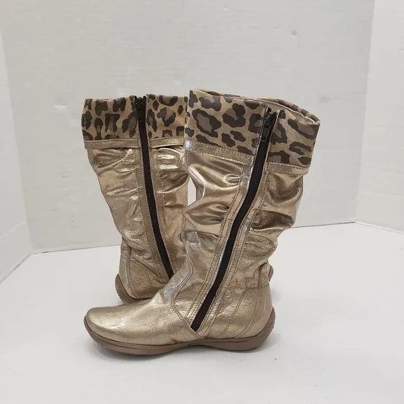 New Nordstrom ITALY Girls Metallic Gold Cheetah Leopard Animal Print 30
