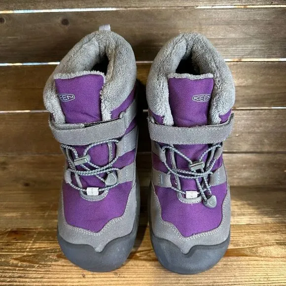 New NWOB‎ Big Kids Keen Knotch Purple Winter Snow Lined Ankle Boots Size 7 Y