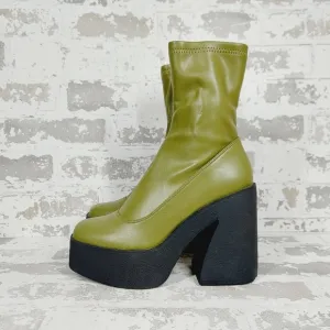 NEW Open Edit Jasper Green Black Chunky Platform Ankle Boots H343