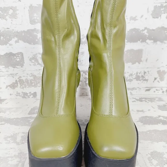 NEW Open Edit Jasper Green Black Chunky Platform Ankle Boots H343
