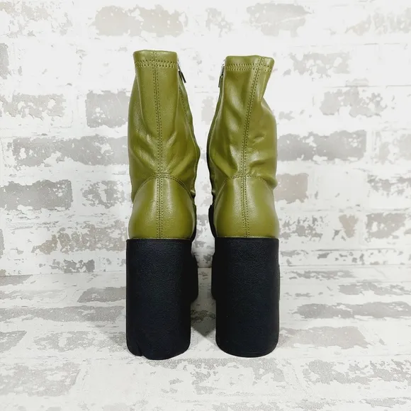 NEW Open Edit Jasper Green Black Chunky Platform Ankle Boots H343