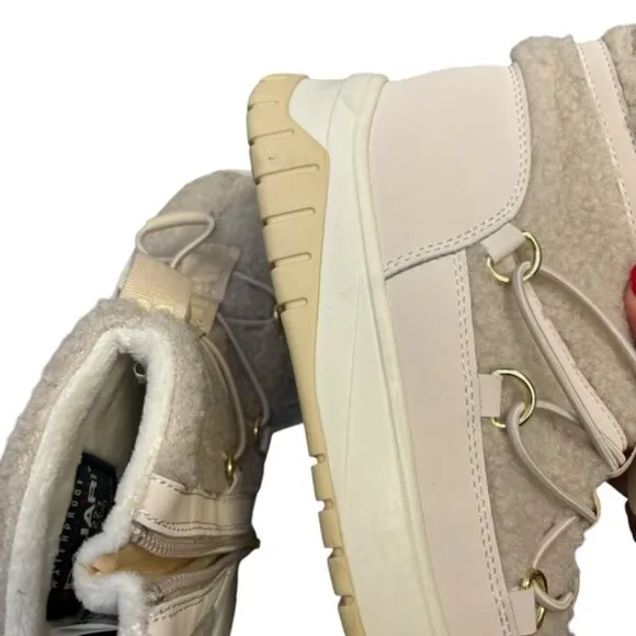 NEW PAJAR Girls Sherpa Janie Pull on Winter Boots -20 Size 2 1/2(34) Biege/Cream