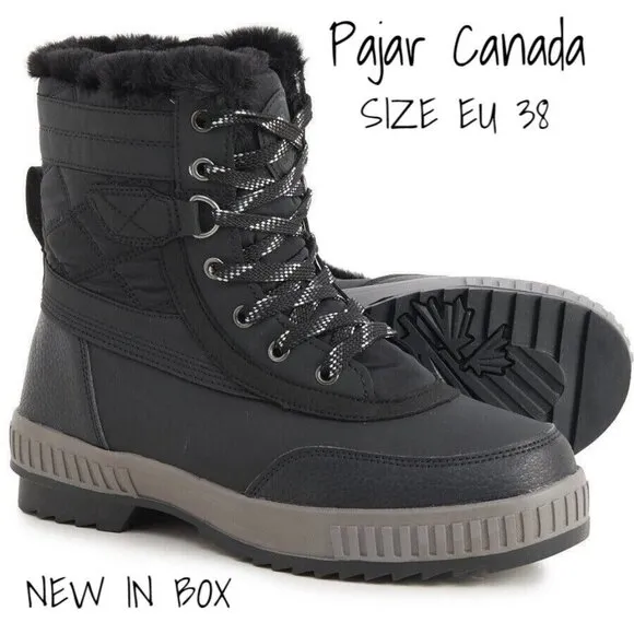 New Pajar Women's Karley Snow Boots - Waterproof Insulated Black EUR 38 US 7-7½