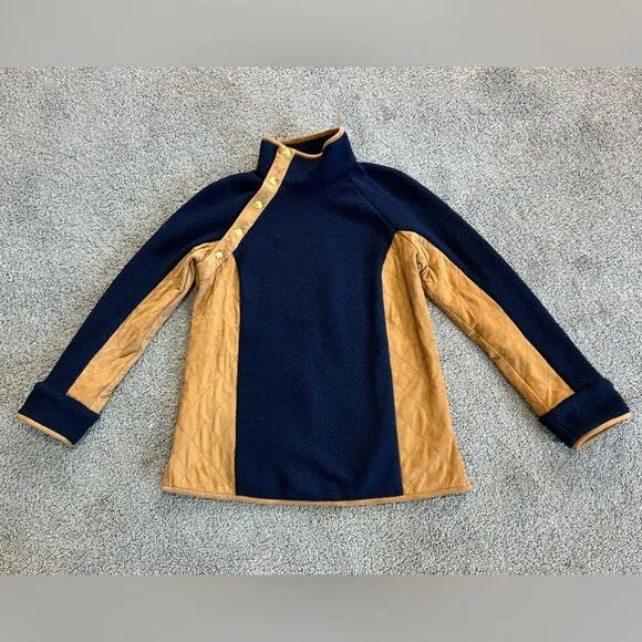 NEW Sail to Sable Fleece/Suede Navy and Cognac Pullover size Small