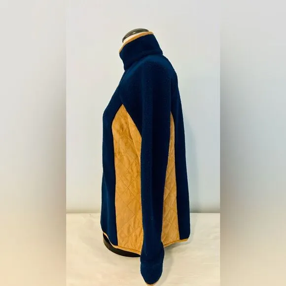 NEW Sail to Sable Fleece/Suede Navy and Cognac Pullover size Small