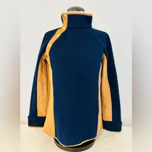 NEW Sail to Sable Fleece/Suede Navy and Cognac Pullover size Small