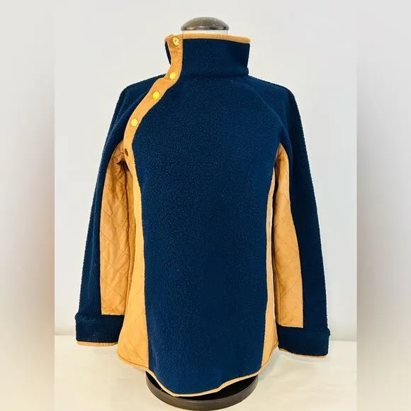 NEW Sail to Sable Fleece/Suede Navy and Cognac Pullover size Small