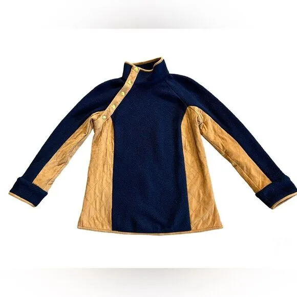 NEW Sail to Sable Fleece/Suede Navy and Cognac Pullover size Small