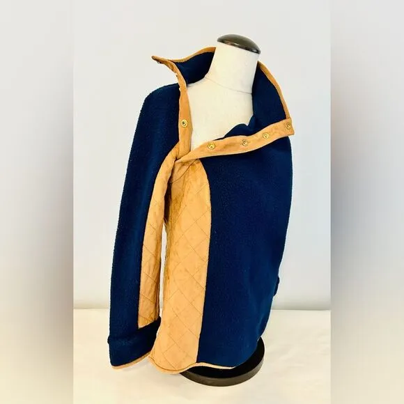 NEW Sail to Sable Fleece/Suede Navy and Cognac Pullover size Small