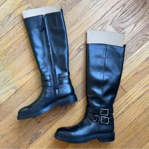 NEW Sam Edelman Freda Black Leather Knee High Boots Size 6.5 NWT
