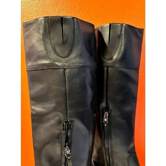 NEW Sam Edelman Drina Riding Style Boots Black Leather Lug Sole RTL $250 SZ 6