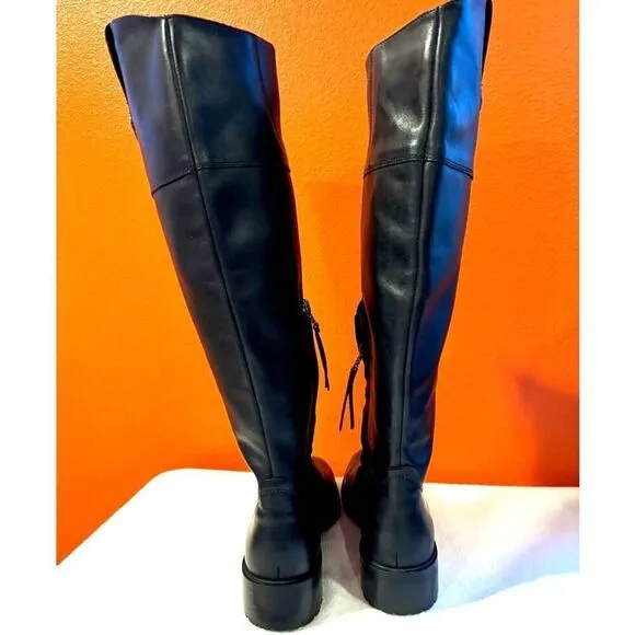 NEW Sam Edelman Drina Riding Style Boots Black Leather Lug Sole RTL $250 SZ 6