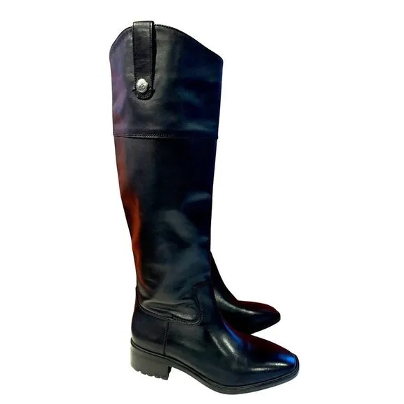 NEW Sam Edelman Drina Riding Style Boots Black Leather Lug Sole RTL $250 SZ 6