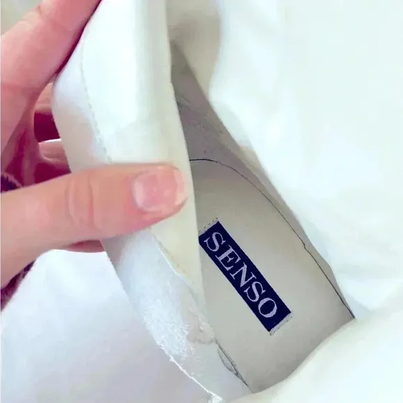 NEW SENSO Zander Kid Leather White Knee High Chunky Heel Square Toe Boot Size 7