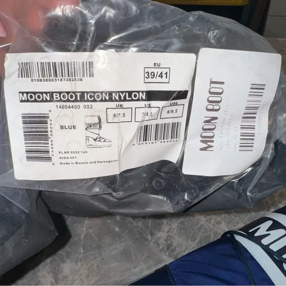 New Size 39-41 Moon Boot Icon Nylon Snow Boots Blue