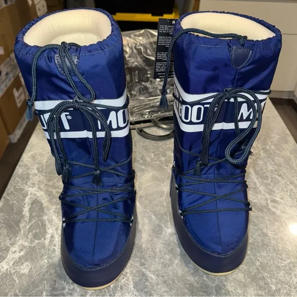 New Size 39-41 Moon Boot Icon Nylon Snow Boots Blue