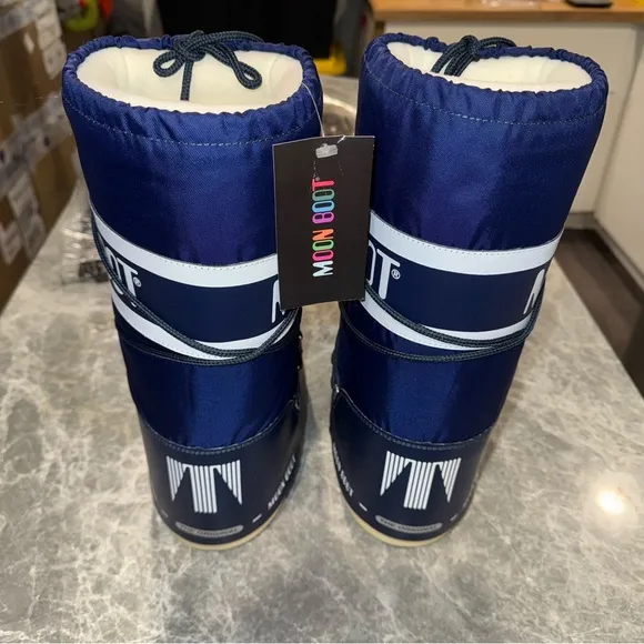 New Size 39-41 Moon Boot Icon Nylon Snow Boots Blue