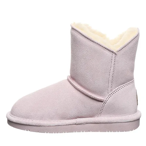 New! So cute Bearpaw Rosaline Youth Pale Pink Leather Boots. Size 13