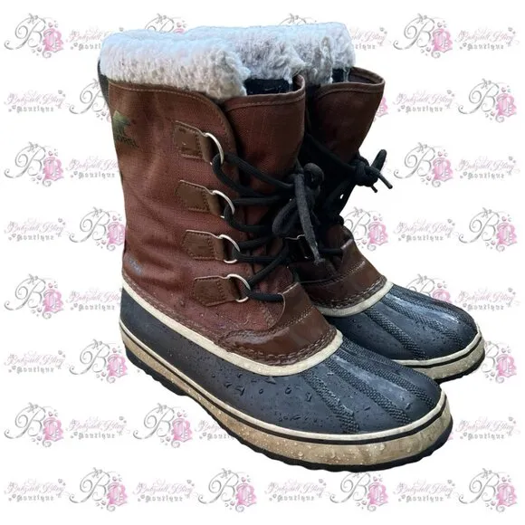 New SOREL 1964 Pac T Size 10 Hickory Brown Winter Snow Men’s Boots warm black