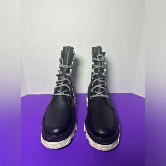 New Sorel Brex Black Lace Ankle Combat Boots Women's 7.5
