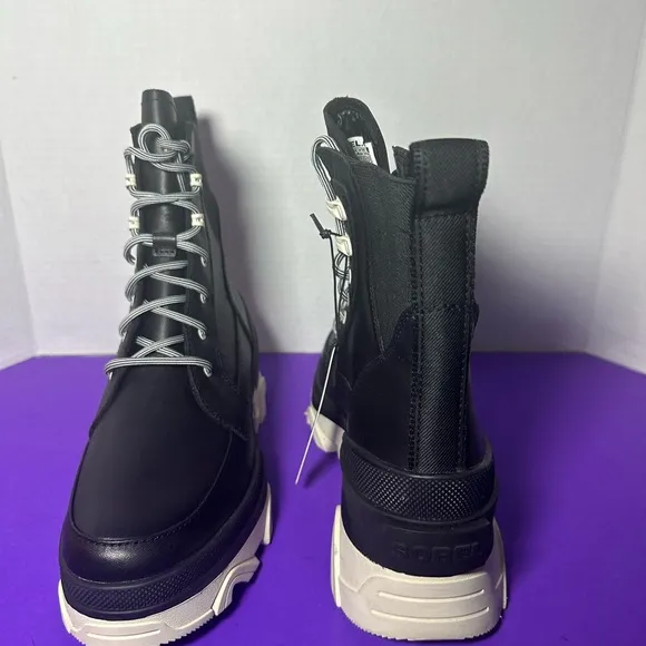 New Sorel Brex Black Lace Ankle Combat Boots Women's 7.5