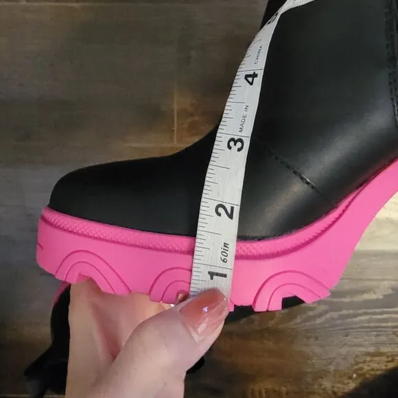 New Sorel Brex Heel Chelsea Boots Womens 9 Black Pink Whimsigoth Outdoors City