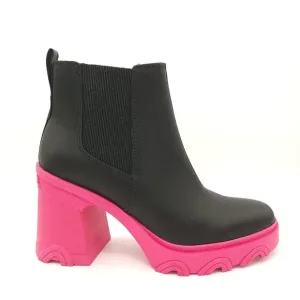 New Sorel Brex Heel Chelsea Boots Womens 9 Black Pink Whimsigoth Outdoors City