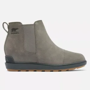 NEW SOREL EVIE II QUARRY, GRILL GRAY ANKLE HIDDEN WEDGE CHELSEA BOOTS SIZE 9.5.